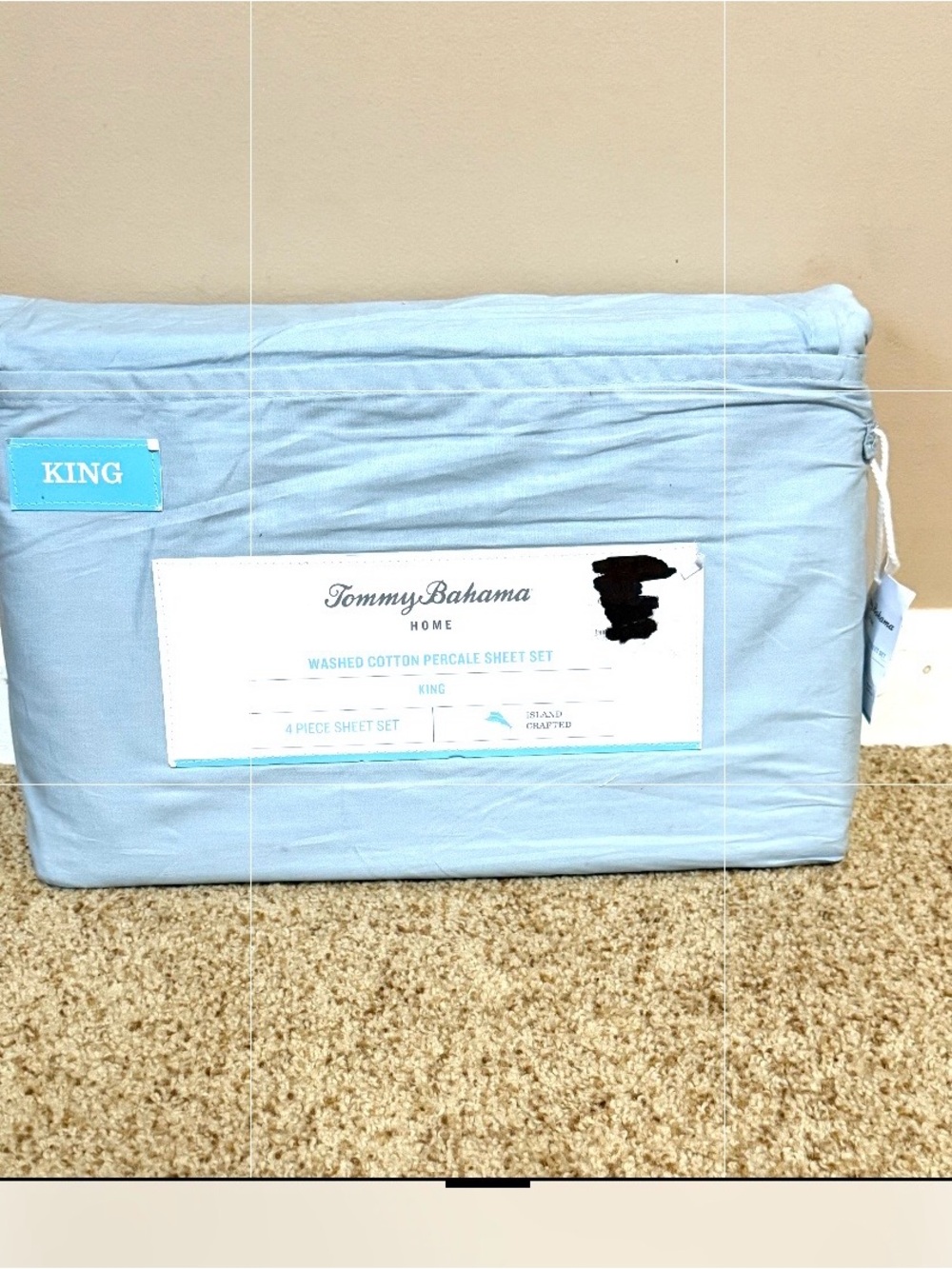 Tommy Bahama Light Blue Cotton Percale Sheet Set